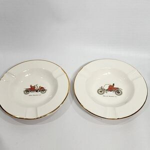 2 VINTAGE THE SABINA LINE 6.25" Ashtrays Oldsmobile 1903 & Autocar Runabout 1902